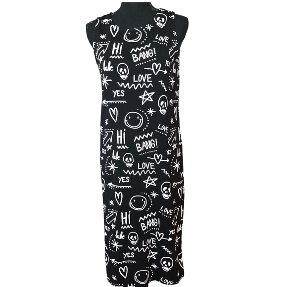 ASOS Graffiti Print Sleeveless Dress Sz 12 - Picture 4 of 11